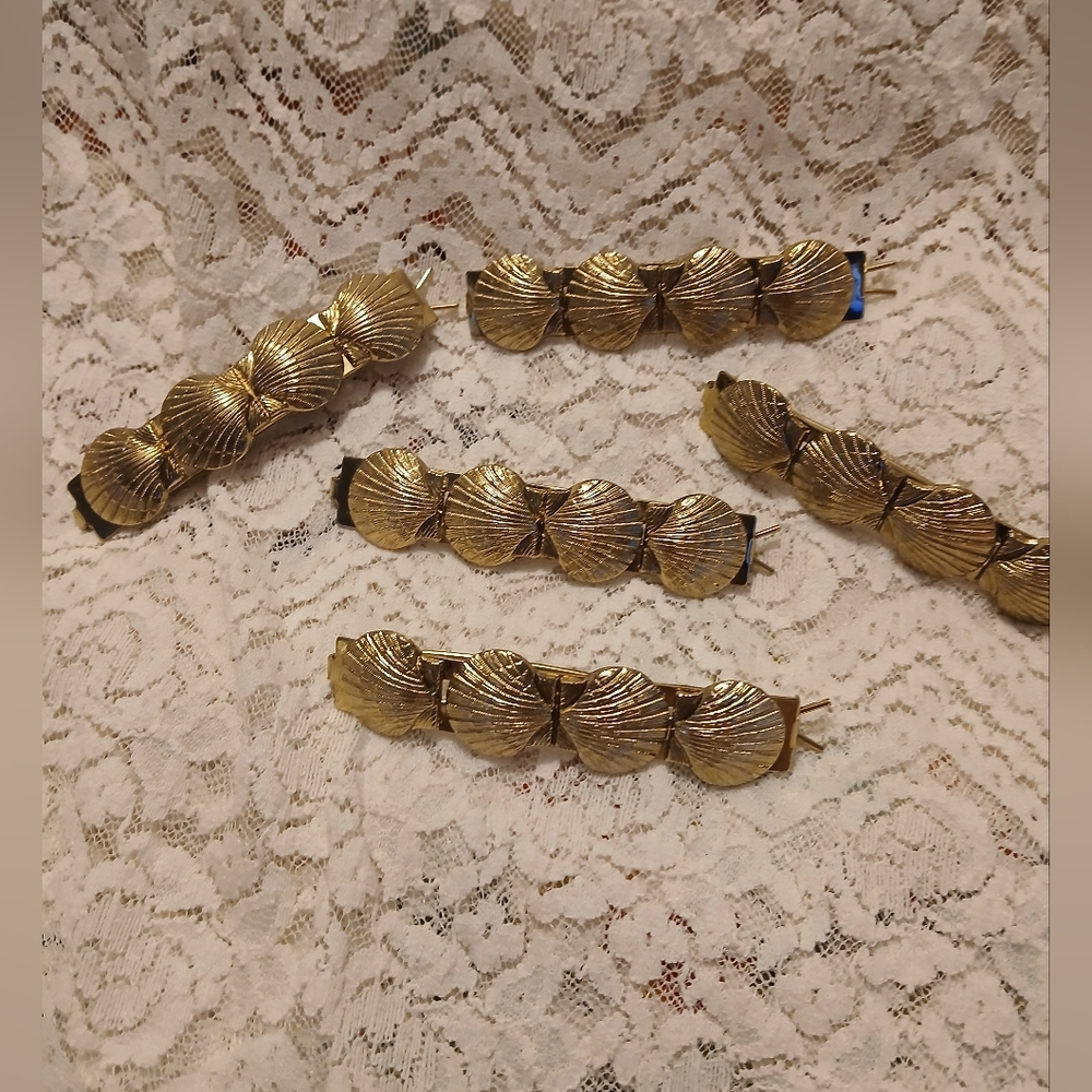 Vintage Beautiful Jools Set Hair Barrettes Clips Sea Shells 5 Pc 1980s-90s